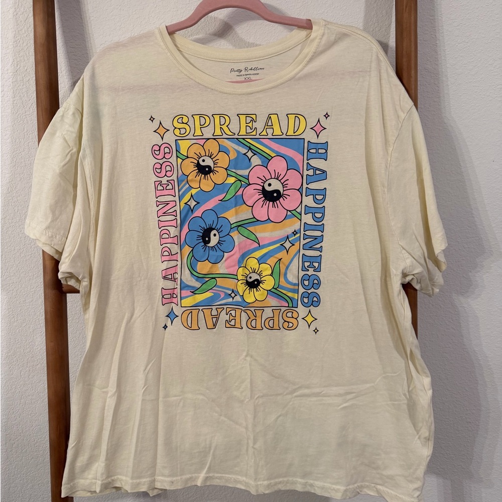 Cream Graphic T-Shirt with Floral Design